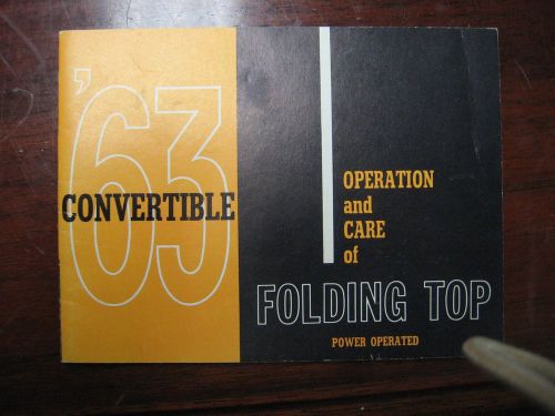 Original oem 1963 convertible power top owners manual