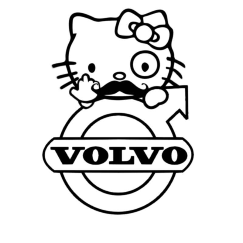 Hello kitty volvo decal hello kitty  mustache decal hello kitty peeking decal