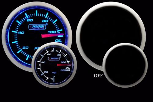 Prosport 52mm oil pressure gauge 2 colors blue/white 0-100psi