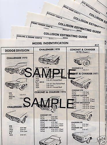 1970 plymouth road runner satellite body parts list crash sheets ~