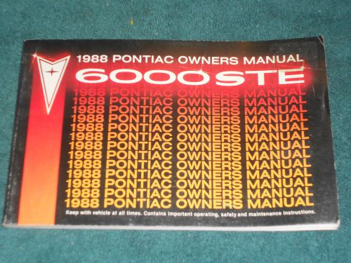 1988 pontiac 6000 ste owners manual original guide book!