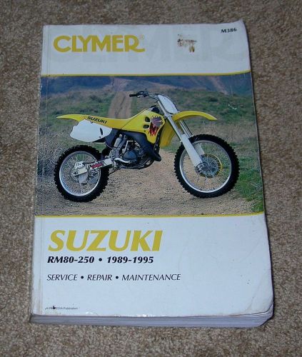 1989-1995 suzuki rm80-250 service repair maintenance manual clymer #m386