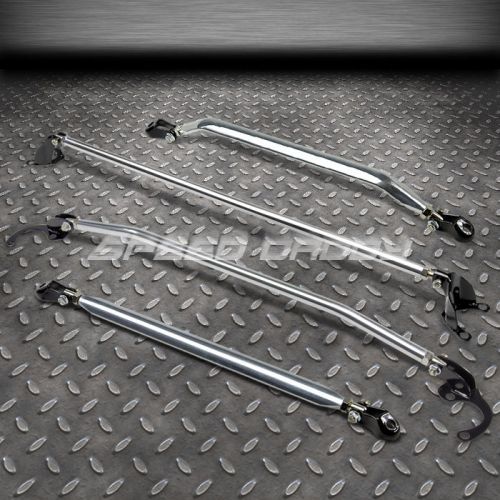 4pc aluminum front+rear upper+lower strut bars/brace 88-95 civic/crx/-01 integra