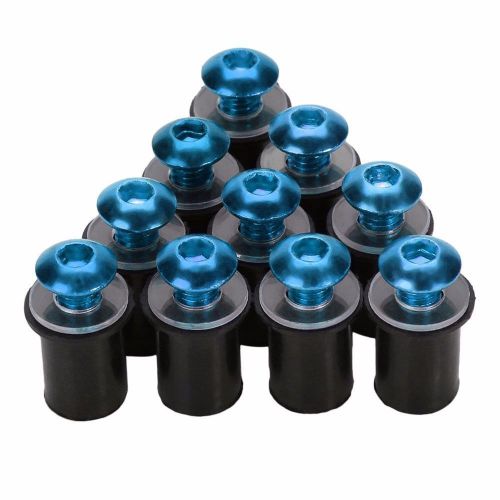 Windscreen bolts windshield fastener bush m5 5mm screw 10mm well nuts x10 blue