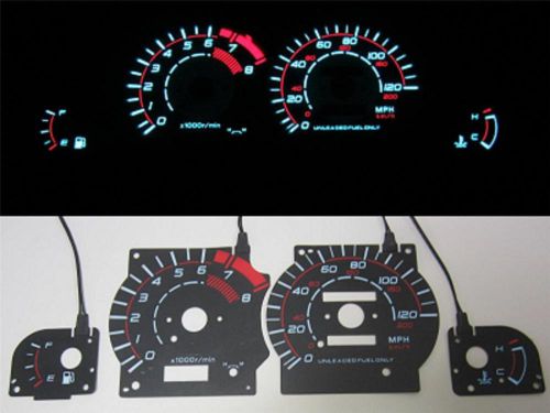 1995 1996 nissan 240sx red &amp; black face reverse glow gauges for cluster 120 mph