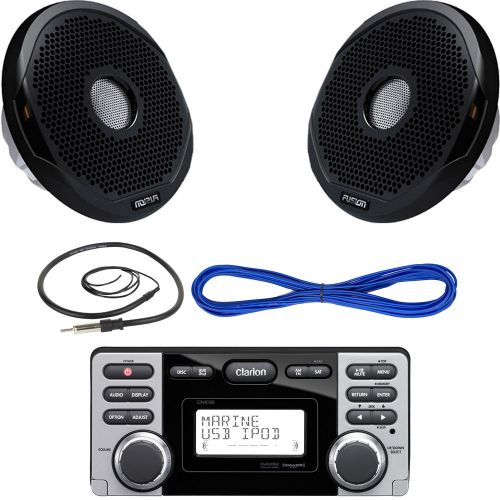 Clarion yacht cd-usb-mp3 receiver, 7&#034; 2-way speaker - 260w black, wire, antenna