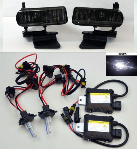 Chevy silverado tahoe suburban escalade smoke front fog lights + 6000k hid kit