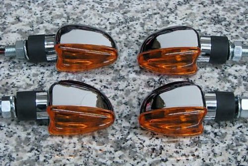 Set of four chrome/amber arrow motorcycle turn signals