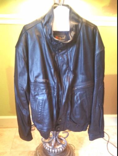 Men&#039;s black leather corvette jacket w/zip-out lining, large  46 reed sportswear