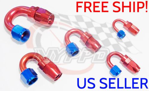 Nyppd swivel oil fuel/gas hose end fitting red/blue an-6, 180 degree 9/16 18 unf