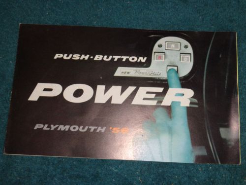 1956 plymouth push-button drive sales brochure / original powerflite folder!