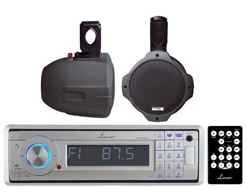 Marine 8&#034; black 300w wakeboard speakers, lanzar marine bluetooth usb cd receiver