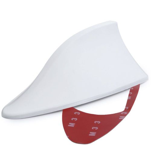 Car roof mounted shark fin shaped antenna signal radio decorative trim white