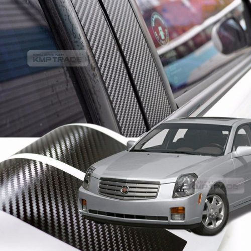 Carbon black b+c pillar post decal sticker cover 6p for cadillac 2002-2007 cts