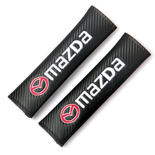 2 x car carbon fiber texture seat belts cover shoulder pads fit  for mazda