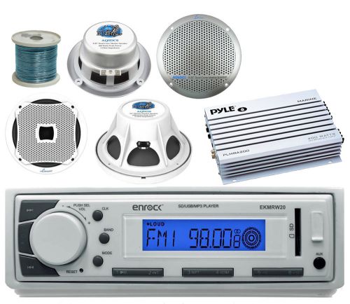 Marine 5.25&#034;speakers/10&#034;sub &amp; wires,marine usb aux mp3 receiver,marine amplifier