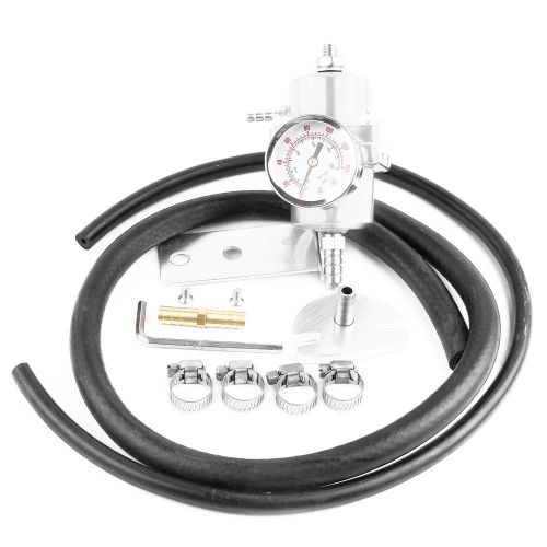 Fuel pressure regulator adjustable pressure with oil gauge silver for universal