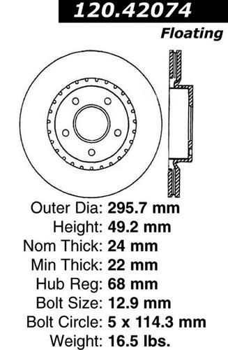 Centric 121.42074 front brake rotor/disc-c-tek standard rotor