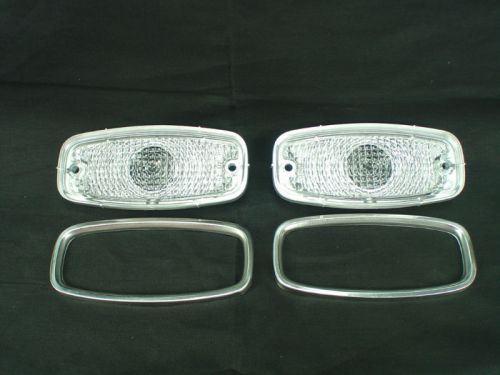 68 camaro stand park light, lamp lens &amp; stainless trim set show quality