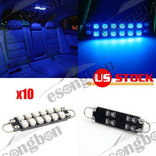 10pcs blue led lights bulbs for car interior dome map 44mm festoon for chevrolet