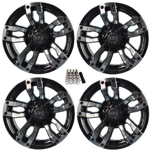 Madjax 14&#034; velocity machined/black golf cart wheels/rims (3+4)  yamaha