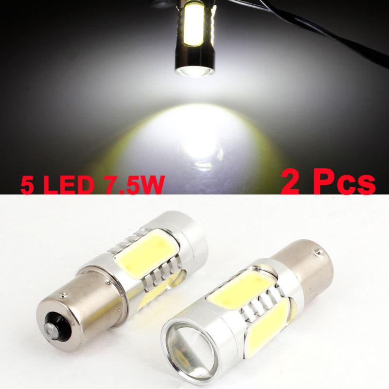 2pcs 1156 ba15s 5 smd led car 7.5w tail turn brake signal light lamp bulbs white