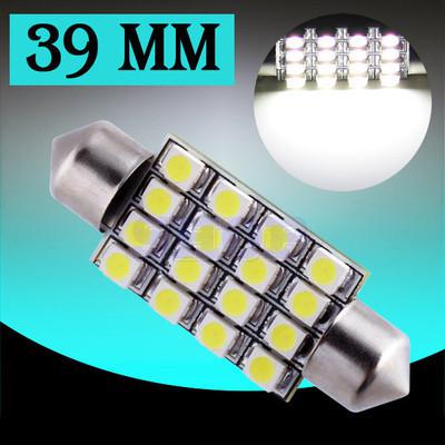 39mm 16 smd pure white dome festoon interior 16 led car light bulb lamp