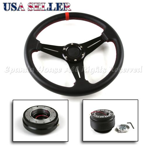 Fit toyota mr2 spyder 320mm 3 spokes red pvc steering wheel+hub+quick release