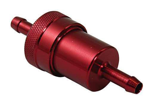 Fuel filter custom red 1/4" inlet outlet universal bike