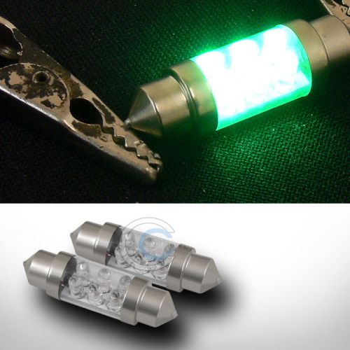 2x green 36mm festoon 6 count led light bulb glove box/dome/map lamp de3425 3423