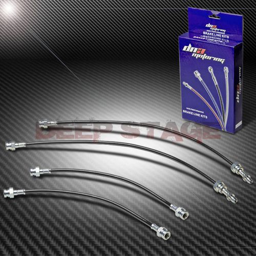 Stainless ss braided hose racing brake line 81-83 mazda rx7/rx-7 fb s2 12a black