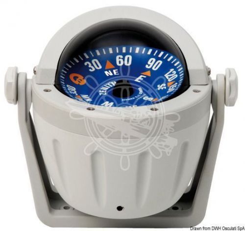 Riviera boat marine high speed compass 3&#034; 80mm grey/blue flat rose bracket mount