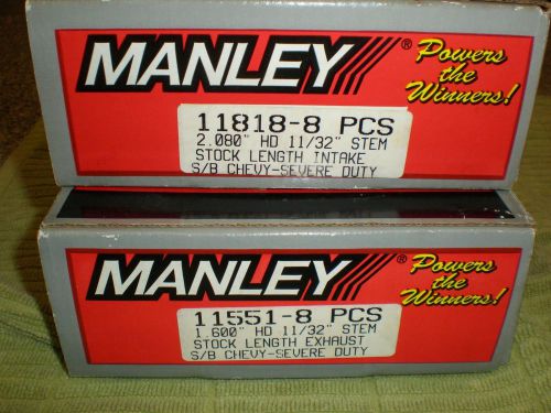 Manley intake &amp; exhaust valves severe duty 8 pc p/n 11818-8 / 7pc p/n 11551-8