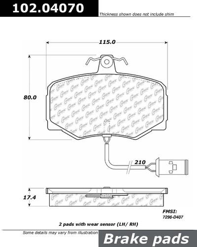 Centric 102.04070 brake pad or shoe, front-c-tek metallic brake pads-preferred