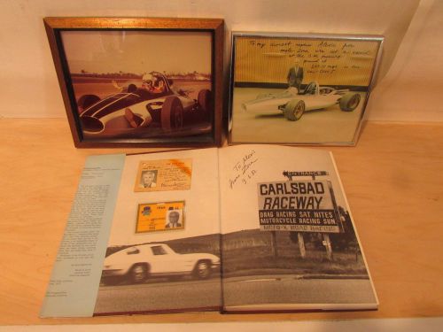 Photographs and corvette history book and id cards signed by zora arkus-duntov