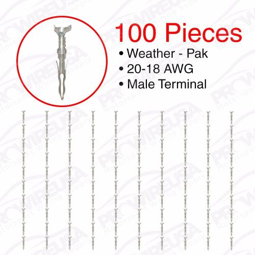 Weather pack male terminal pin 20-18 awg 100pcs gm delphi 12089040