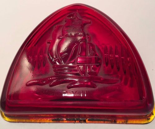 Vintage plymouth license plate light lens with sailing ship.