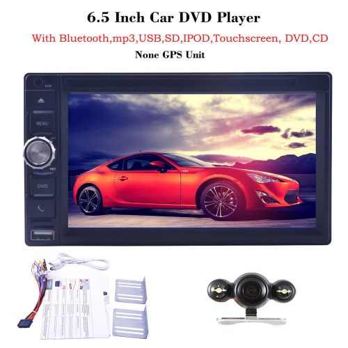 6.5&#034; double din stereo car dvd cd mp3 player bluetooth radio 7 color lights+cam