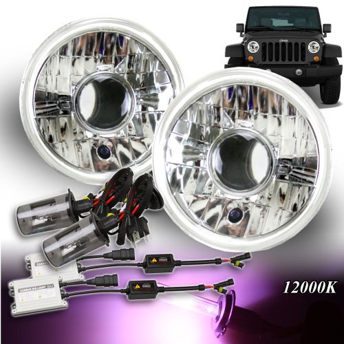For euro car! 7&#034; h6014 h6015 h6024 clear projector headlight 55w hid 12000k kit
