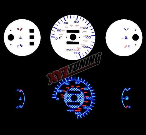 Blue reverse el indiglo glow white gauge dash face for 92-95 civic dx/lx 1.5l i4