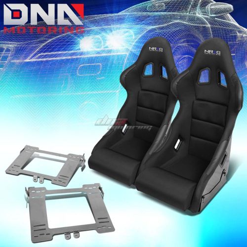 Nrg pair black bucket racing seats+full stainless bracket for mk4 golf/jetta