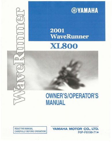 Yamaha owners manual book 2001 waverunner xl800