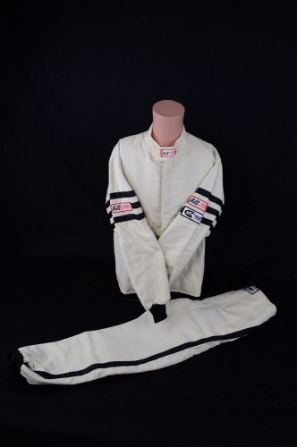 Rjs sfi 3-2a/5 classic 2 pc adult medium nomex driving fire suit white &amp; black