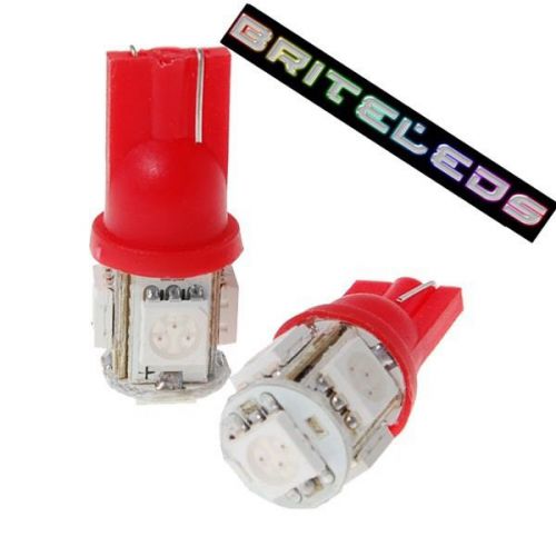 2x red t10 168 194 w5w 5-smd 5050 led high quality! usa seller!