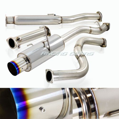 1992-2000 honda civic jdm 4.5&#034; burnt tip 4 piece catback exhaust muffler system