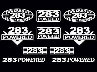 10 decal set 283 ci v8 powered engine stickers emblems sbc vinyl decals