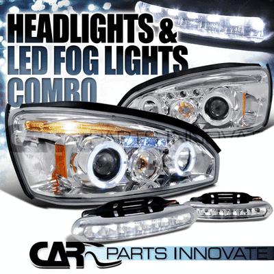 Chevy 04-07 malibu chrome twin halo projector headlights+6-led fog lamps