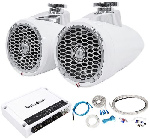 2 rockford fosgate pm2652w 6.5&#034; 340w marine wakeboard speakers+amplifier+amp kit