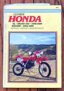 1978-19897 honda xl and xr 250 and 350, 1984-1985 xr200r clymer owners manual