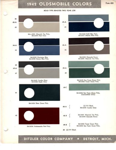 1942 oldsmobile series 60 70 98 custom dynamic cruiser 42 paint chips ditzler